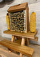 Squirrel Mini Picnic Table Peanut Feeder | Holds Peanuts and Corn on the Cob | Cedar Wood | Add On Starter Bag of Squirrel Food is Available