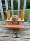 Squirrel Mini Picnic Table Feeder with Bowl | Holds Peanuts and Corn on the Cob | Cedar Wood | Add On Starter Bag of Squirrel Food Available