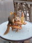 Squirrel Mini Picnic Table Feeder with Bowl | Holds Peanuts and Corn on the Cob | Cedar Wood | Add On Starter Bag of Squirrel Food Available