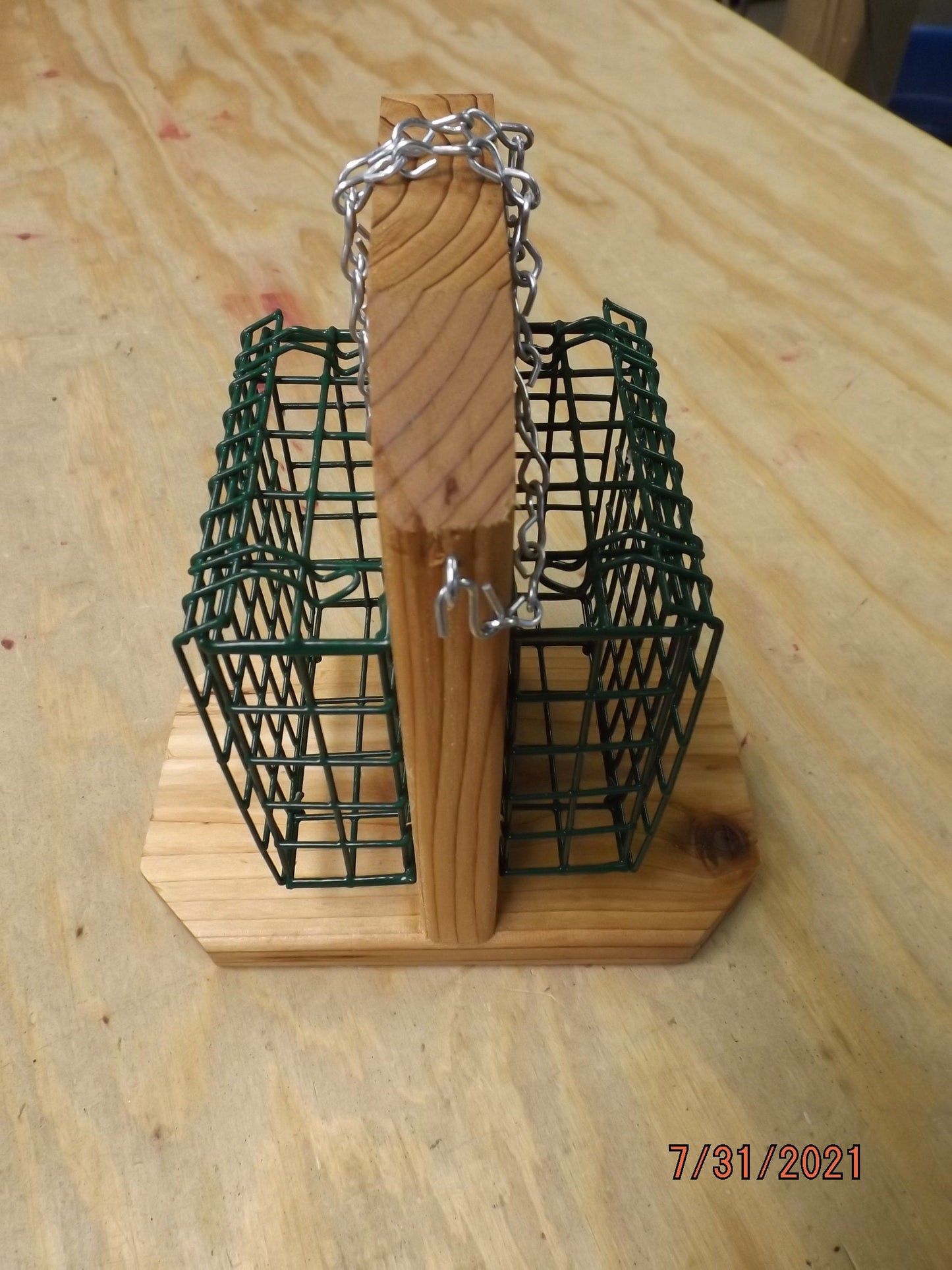 Hanging Double Suet Cake Bird Feeder | Holds Two Suet Cakes | Handmade from Solid Cedar Wood | FREE Shipping